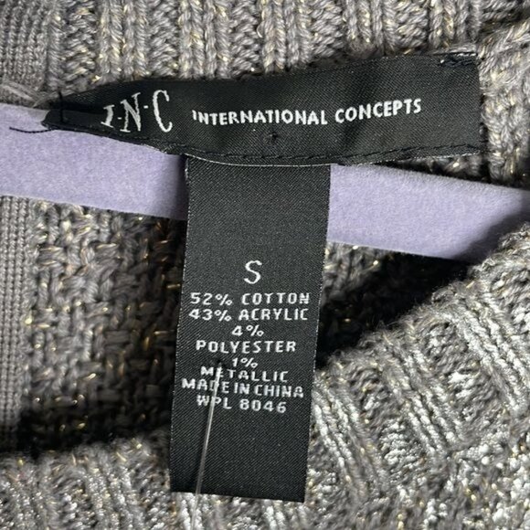 NWT INC International Concepts Size S Silver Metallic Long Tunic Sweater $90 - Picture 5 of 9